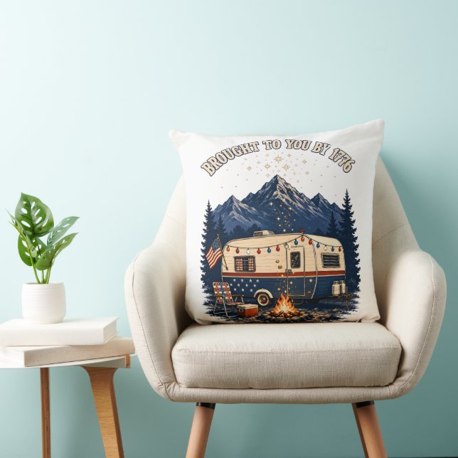 4th Of July Camping Trailer Mountains Cushion (Chair)