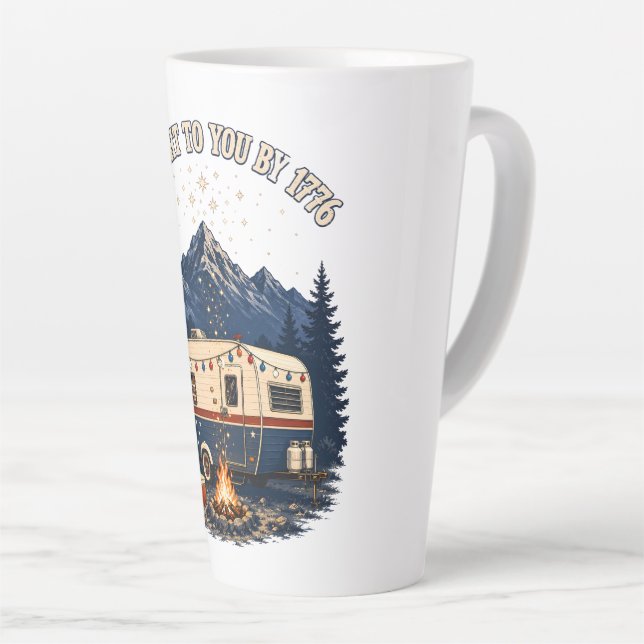 4th Of July Camping Trailer Mountains Latte Mug (Right Angle)