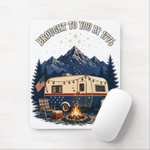 4th Of July Camping Trailer Mountains Mouse Mat