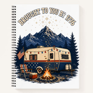 4th Of July Camping Trailer Mountains Notebook