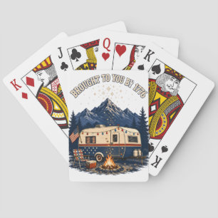 4th Of July Camping Trailer Mountains Playing Cards