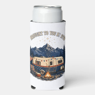4th Of July Camping Trailer Mountains Seltzer Can Cooler