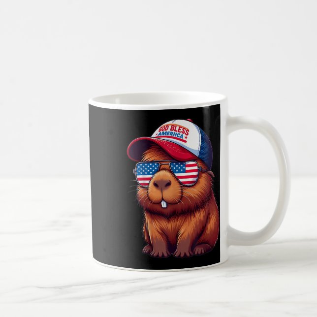 4th Of July Capybara – God Bless America Hat And P Coffee Mug (Right)