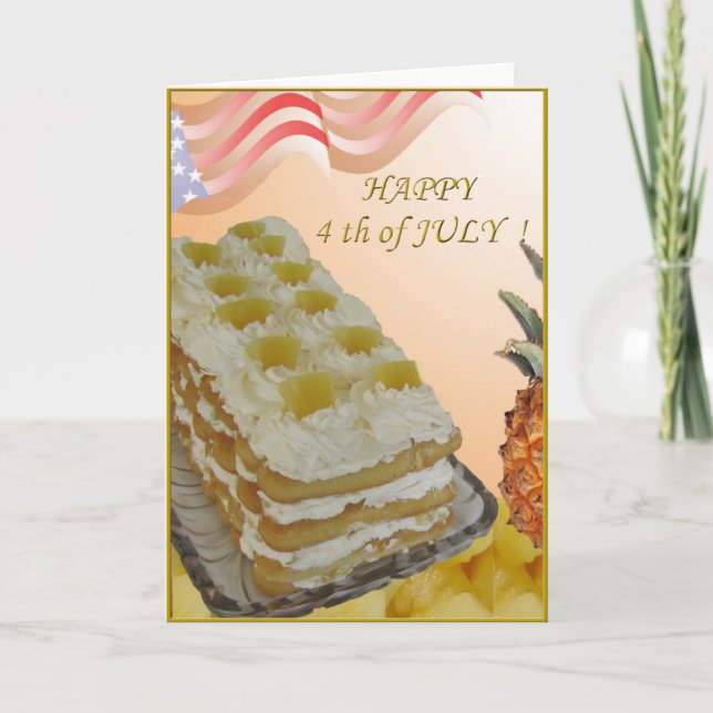 4th of july card with pineapple cake and recepe (Front)