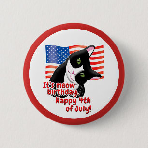 4th of July Cat 6 Cm Round Badge