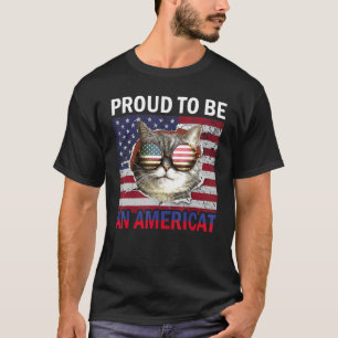 4th Of July Cat American Flag Glasses T-Shirt