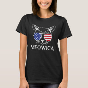 4th of July Cat American Flag Sunglasses USA Meowi T-Shirt