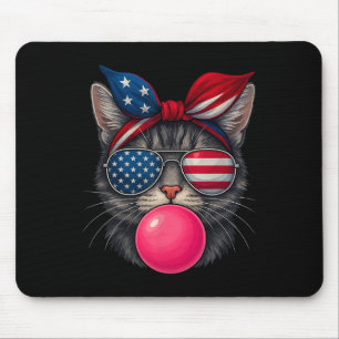 4th Of July Cat Bubblegum Patriotic Cat Sungles Ba Mouse Mat