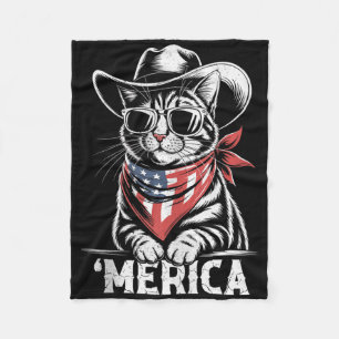 4th Of July Cat Cowboy Merica Kitten Patriot Boys Fleece Blanket