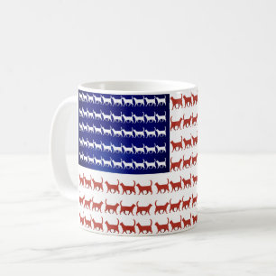 4th of July Cat Flag Red White and Blue  Coffee Mug