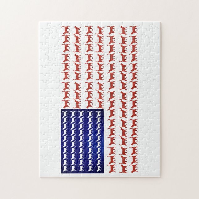 4th of July Cat Flag Red White and Blue Jigsaw Puzzle (Vertical)