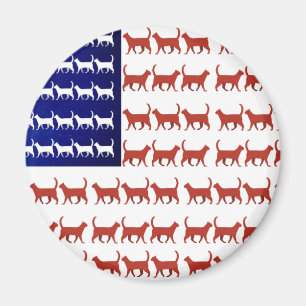 4th of July Cat Flag Red White and Blue Magnet