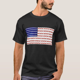 4th of July Cat Flag Red White and Blue  T-Shirt