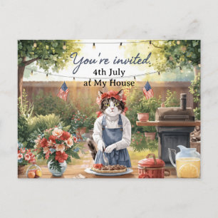 4th of July Cat Lovers Invitation Card Patriotic 