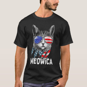 4th Of July Cat Meowica Merica Kitty American Flag T-Shirt