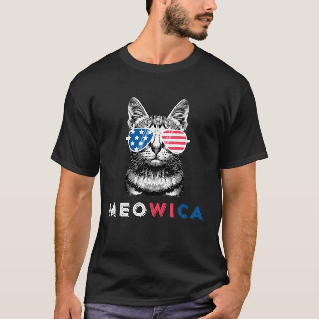 4th Of July Cat Meowica Merica Kitty Patriotic Cat T-Shirt (Front)