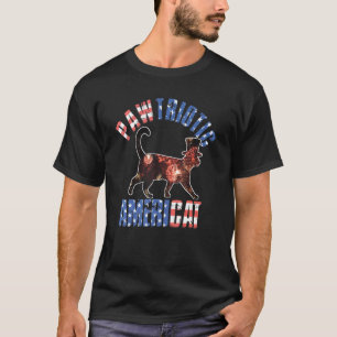 4th Of July Cat Pun Paw American Flag Patriotic Or T-Shirt
