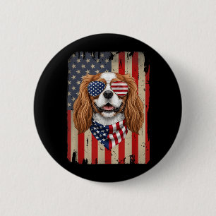 4th Of July Cavalier King Charles Spaniel Dog 6 Cm Round Badge