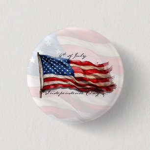 4th of July – Celebrate with US Flag 3 Cm Round Badge