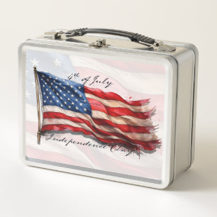 4th of July – Celebrate with US Flag Metal Lunch Box