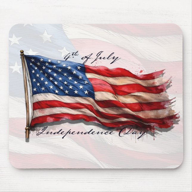 4th of July – Celebrate with US Flag Mouse Mat (Front)