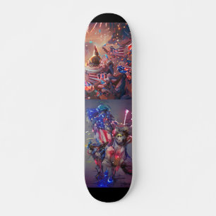 4th of July celebration abstract digital art colou Skateboard