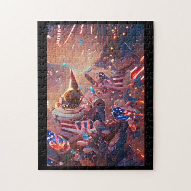 4th of July celebration abstract digital art Jigsaw Puzzle (Vertical)