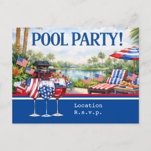 4th of July Celebration Barbecue Pool Party  Postcard