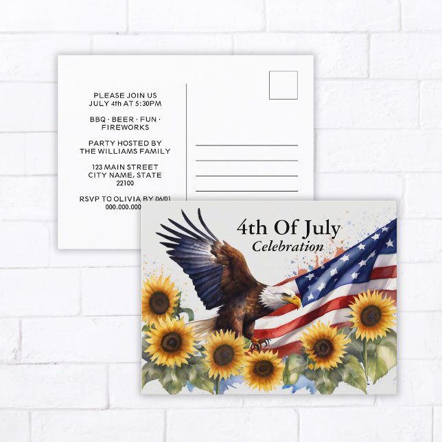 4th Of July Celebration BBQ Party Invitation Postcard (4th Of July Celebration BBQ Party Invitation Postcard
)