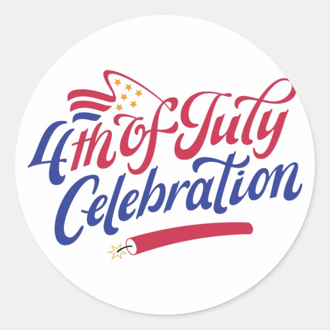 4th of July Celebration Classic Round Sticker (Front)