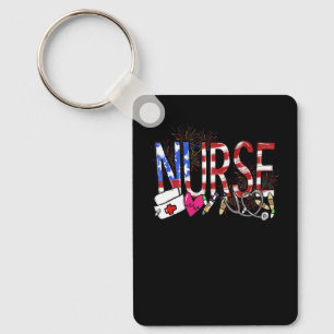 4th Of July Celebration For Nurse Matching America Key Ring