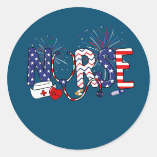 4th Of July Celebration For Nurse Matching Classic Round Sticker