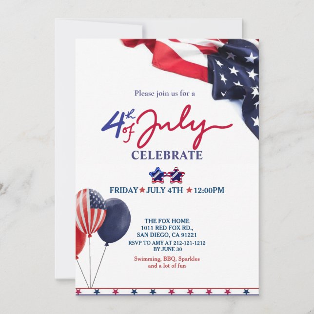 4th of July Celebration Invitation (Front)