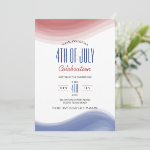 4th of July Celebration Red Blue Art Modern Invitation