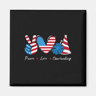 4th Of July Cheer Girls Cheerleading American Flag Magnet