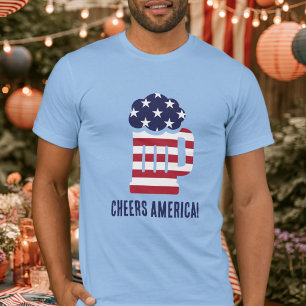 4th of July Cheers America American Flag Beer Mug  T-Shirt