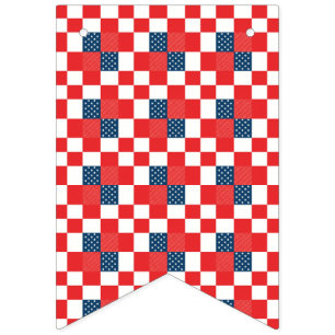4th of July Chequerboard Patriotic Stars and Strip Bunting