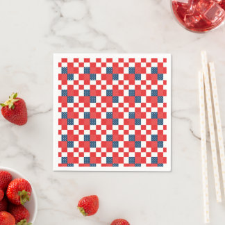 4th of July Chequerboard Patriotic Stars and Strip Napkin
