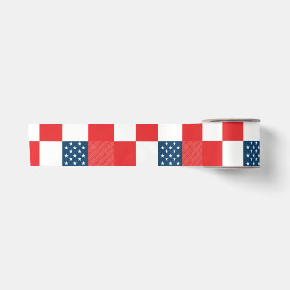 4th of July Chequerboard Patriotic Stars and Strip Satin Ribbon