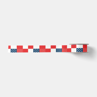 4th of July Chequerboard Patriotic Stars and Strip Satin Ribbon