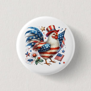 4th of July Chicken Clipart-61531 3 Cm Round Badge