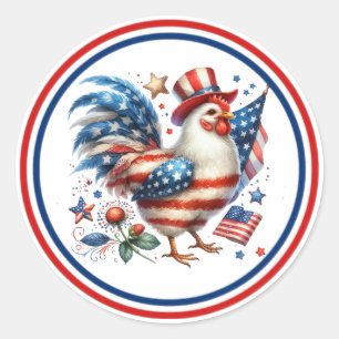 4th of July Chicken Clipart-61531 Classic Round Sticker