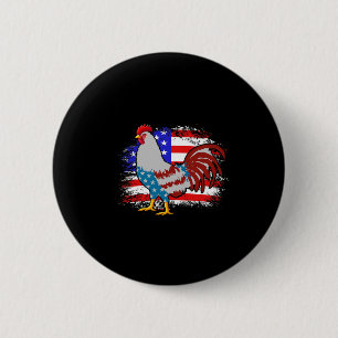 4th Of July Chicken Dad Shirt, American Flag Chick 6 Cm Round Badge