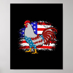 4th Of July Chicken Dad Shirt, American Flag Chick Poster