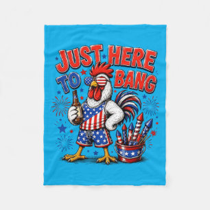 4th Of July Chicken Fireworks Here To Bang Retro Fleece Blanket