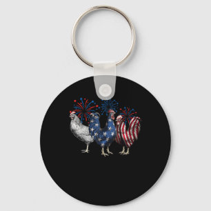 4th Of July Chicken Patriotic Mum Farm Key Ring