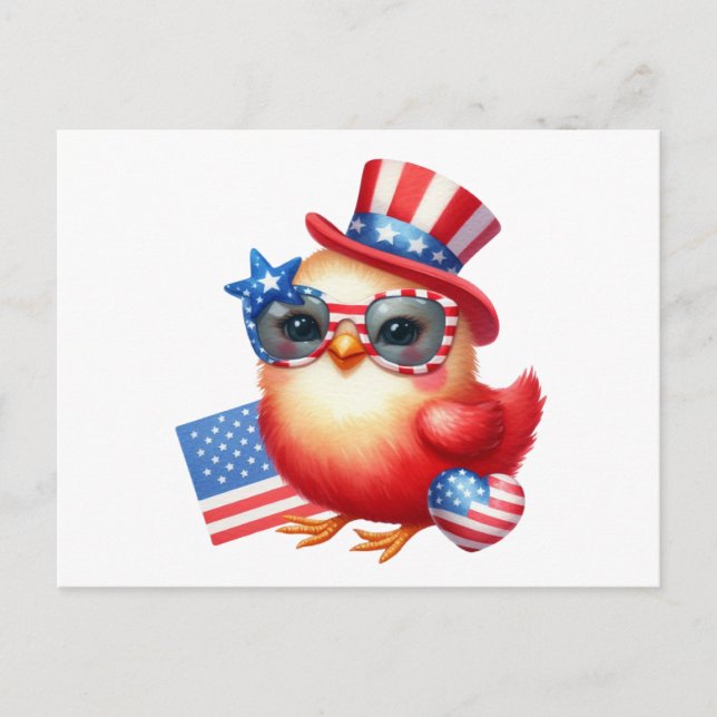 4th Of July Chicken Postcard (Front)