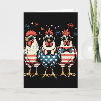 4th Of July Chickens Stars Stripes Farmer Women Me Card