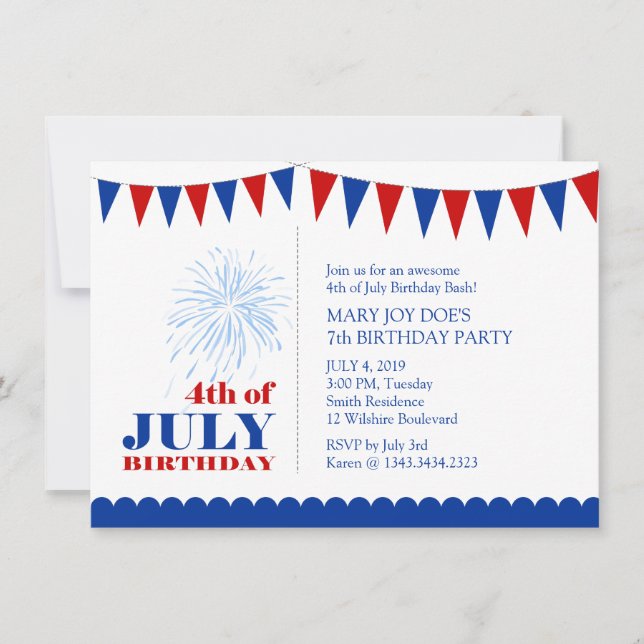 4th of July Children's Birthday Party Invitation (Front)