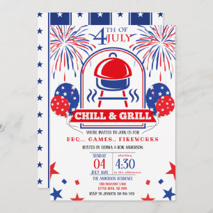 4th of July Chill & Grill BBQ Party Invitation